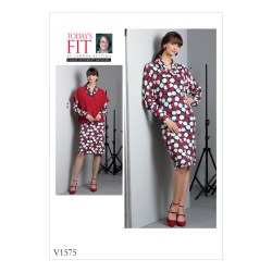 1575 VOGUE BETZINA LOOSE FIT DOLMAN DRESS, TOP PATTERN ABC-GHIJ UNCUT